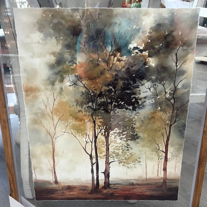 Trees in framed glass wall art