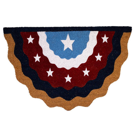Star Bunting Coir Doormat   Natural/Red/White/Blue   24x36
