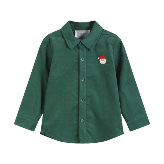 Green Corduroy Santa Dress Shirt