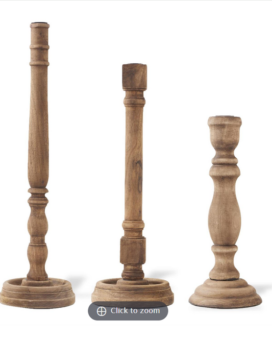 Brown Wood Taper Candleholders