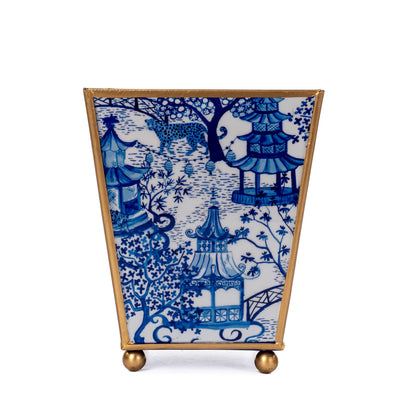 Garden Party Enameled Square Cachepot Planter