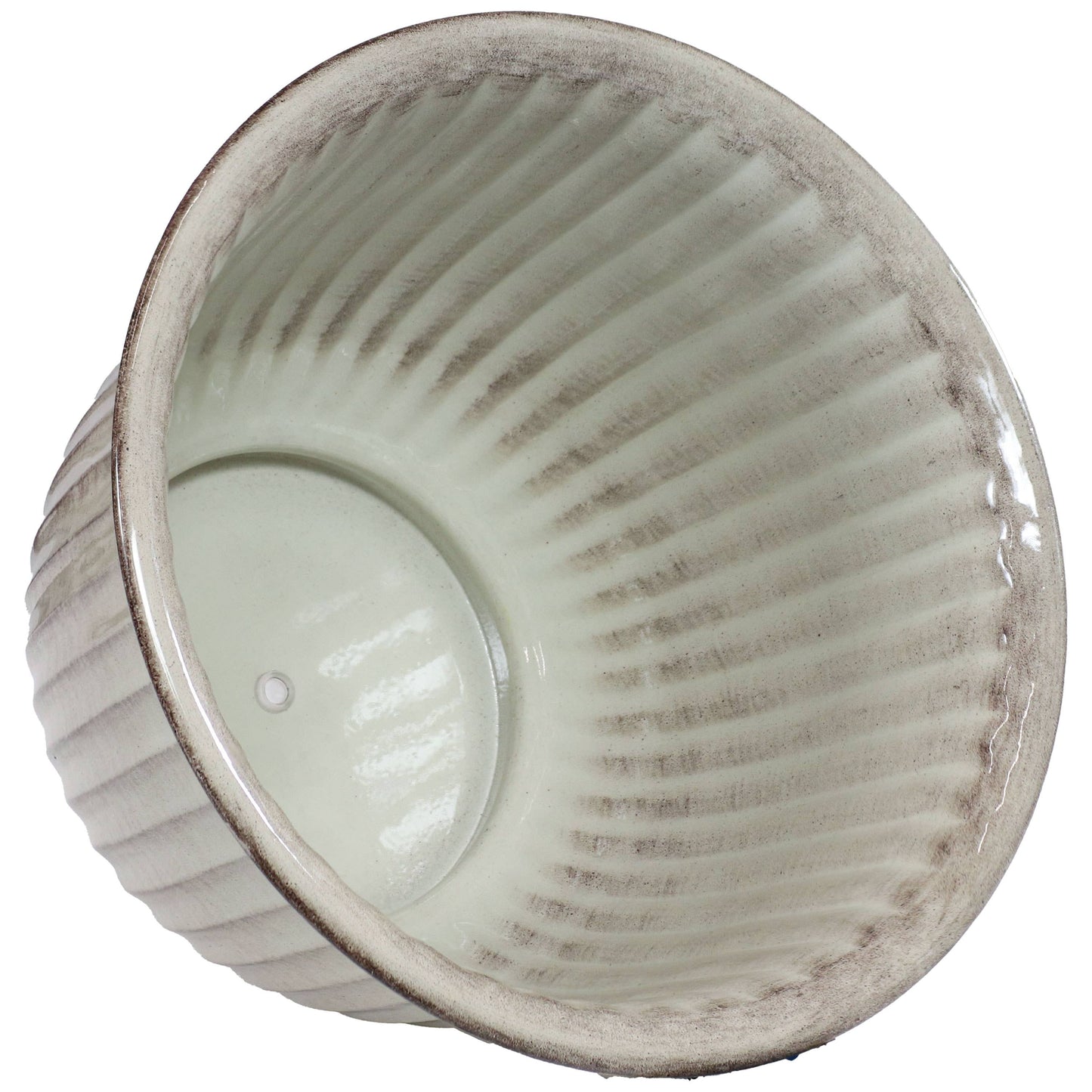 Carlotta Metal Planter - 14.75 in - White Glaze -