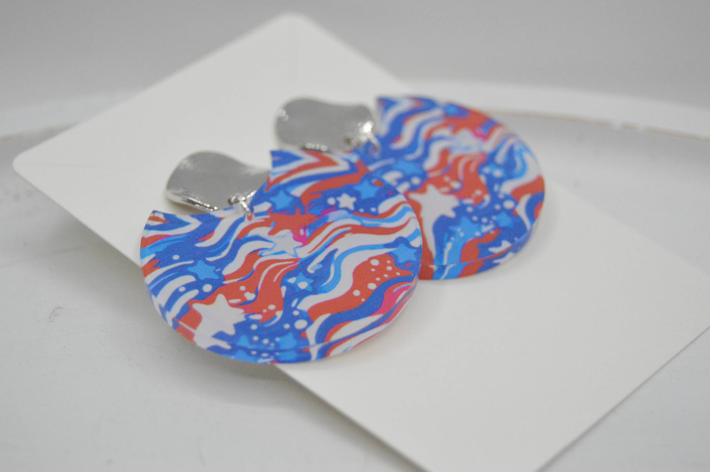 July 4th Earrings, Acrylic Earrings, Fourth of July