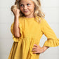 Kids Mustard Ruffle Long Sleeve Shirt With Buttons