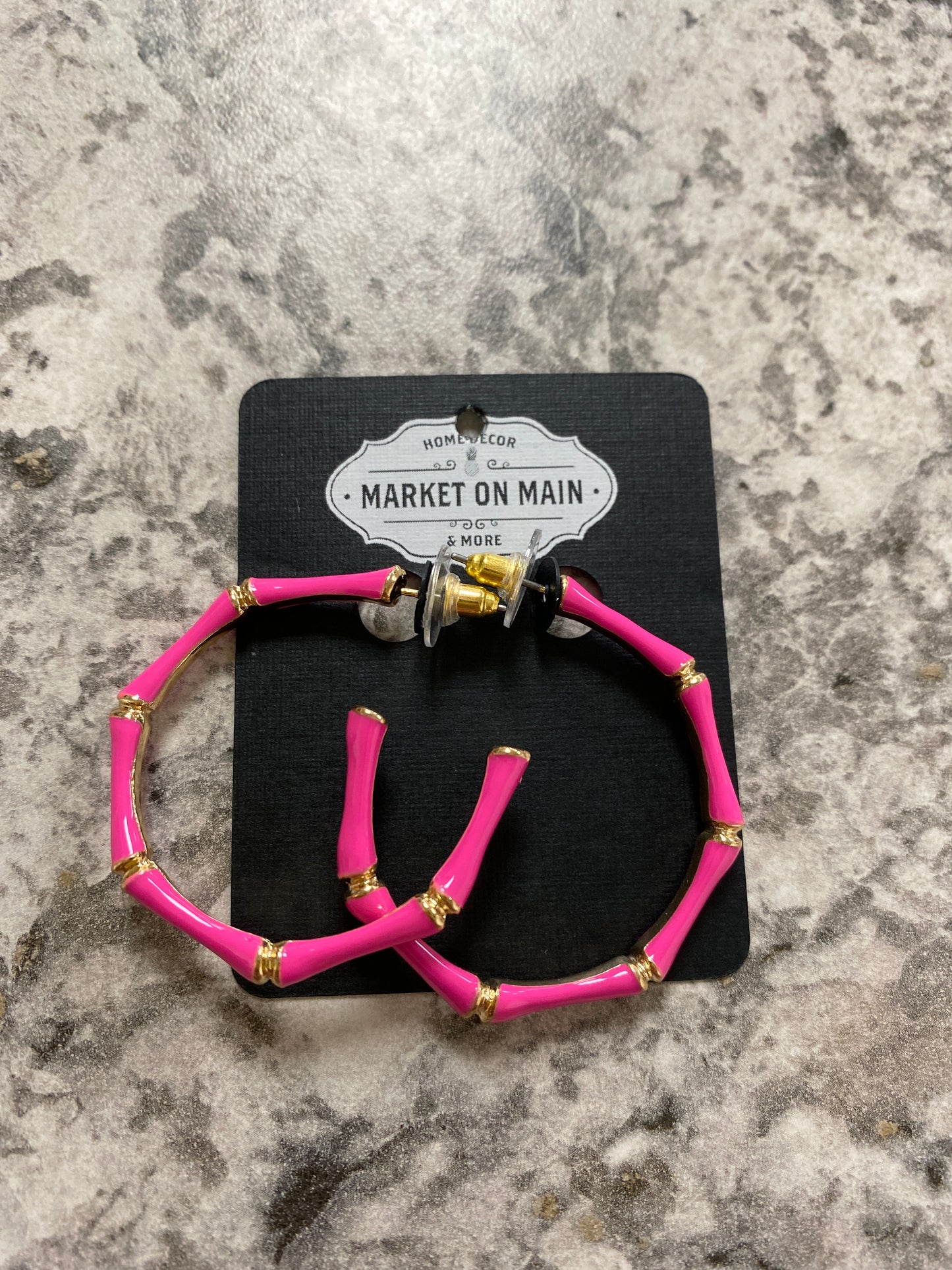 Pink Enamel Hoop Earrings