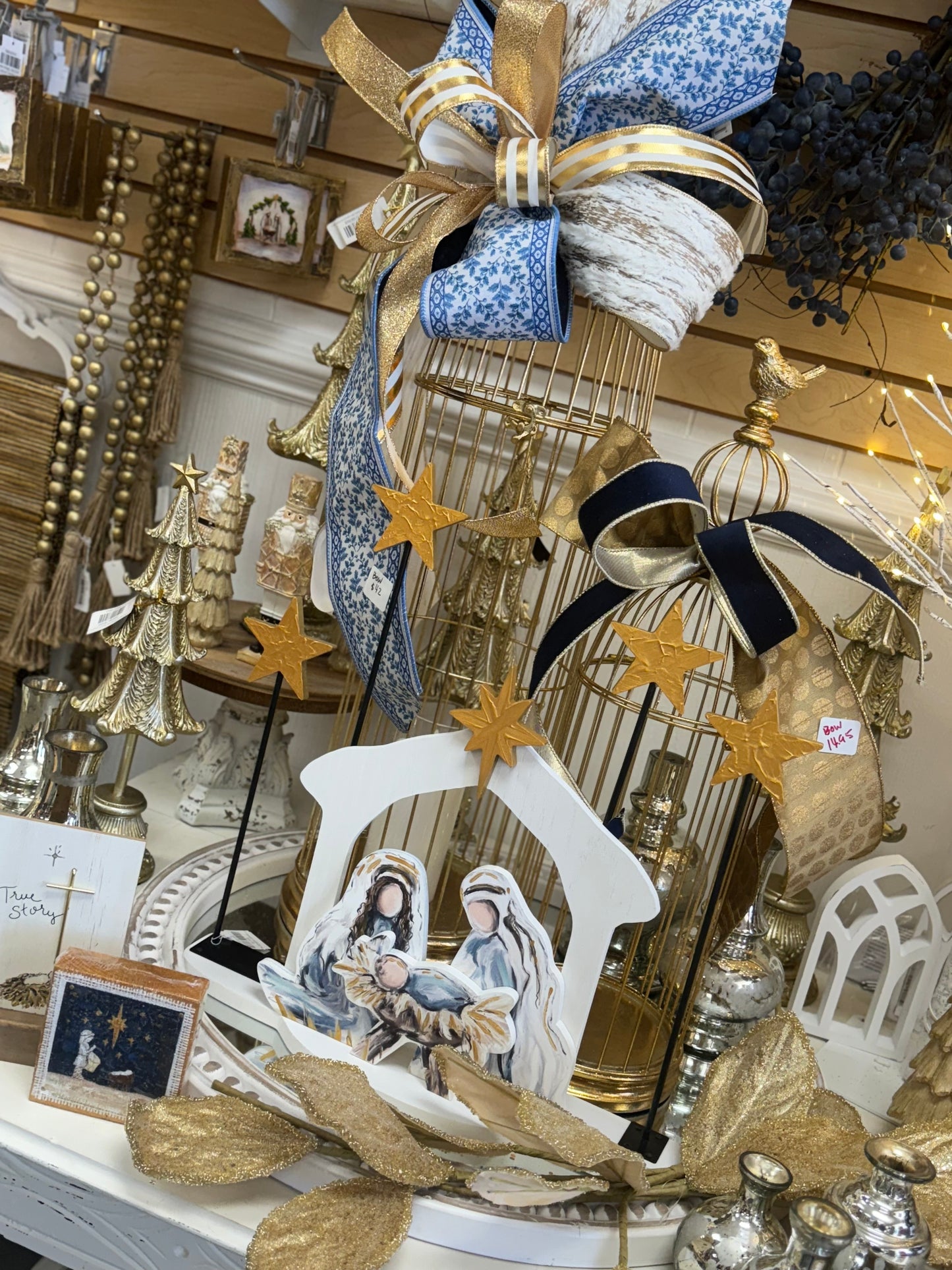 Cut out wood nativity with stars