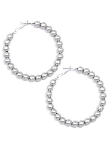 Matte Metal Beaded Hoop Earring