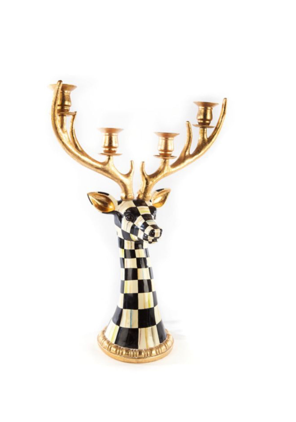 courtly check deer head candelabra