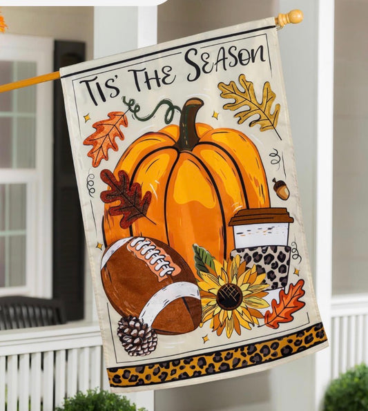 Tis' The Season Fall Applique House Flag
