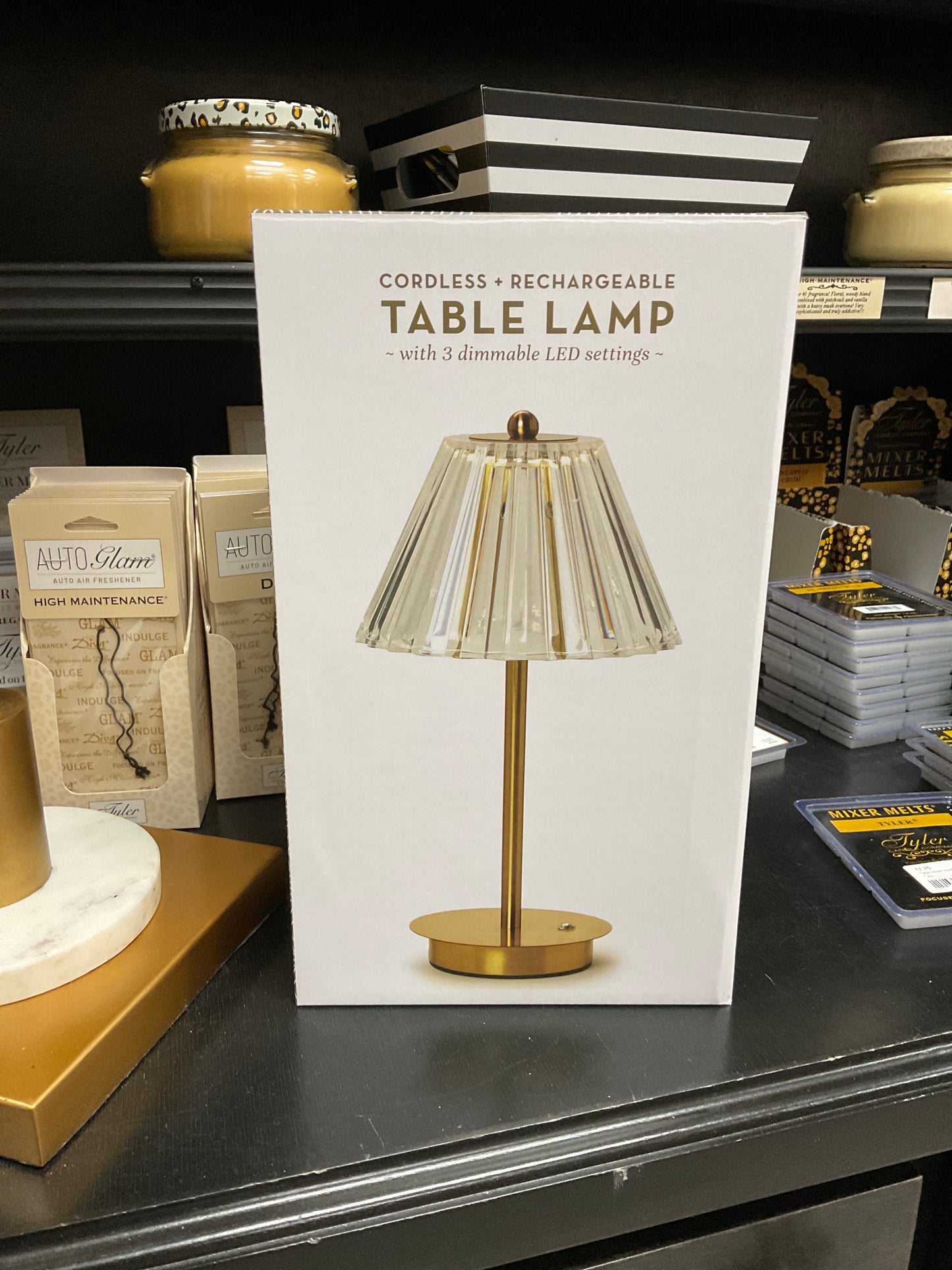 LED portable cordless table lamp with acrylic shade