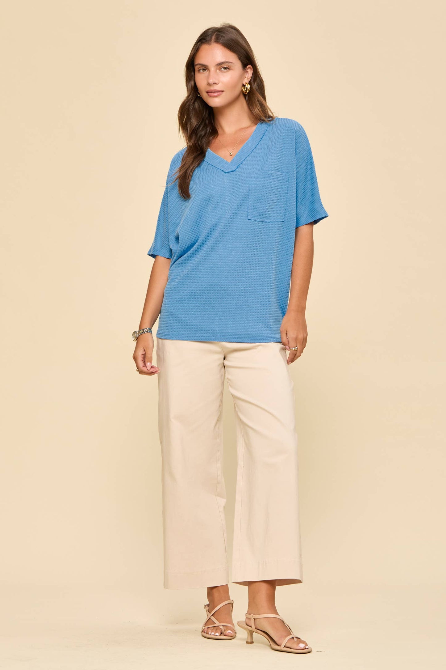 Two Tone Waffle Knit Top