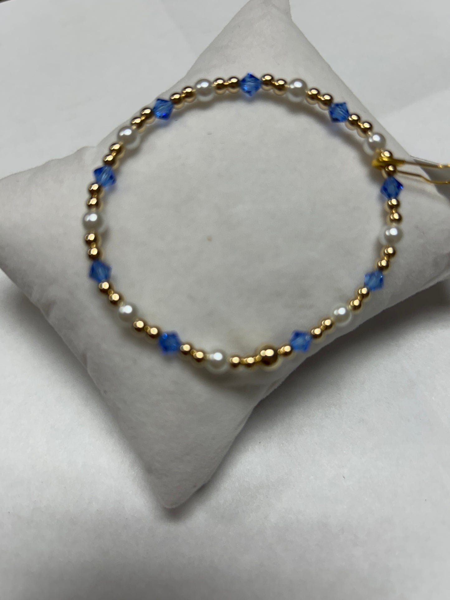 Good Filled, Sapphire, and Pearl Beads Bracelet