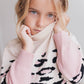 Kids Pink Cream Leopard Crew Neck Fall Winter Sweater