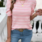 Puffy sleeve crew neck color sweater