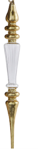 11" Gold And Clear Finial Ornament