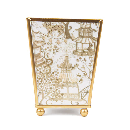 Garden Party Enameled Square Cachepot Planter