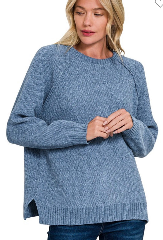 Chenille raglan sweater