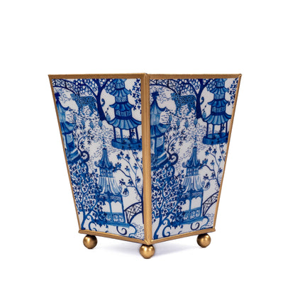 Garden Party Enameled Square Cachepot Planter