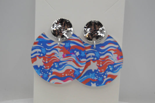 July 4th Earrings, Acrylic Earrings, Fourth of July