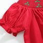 Red Corduroy Mistletoe Smocked Bishop Dress