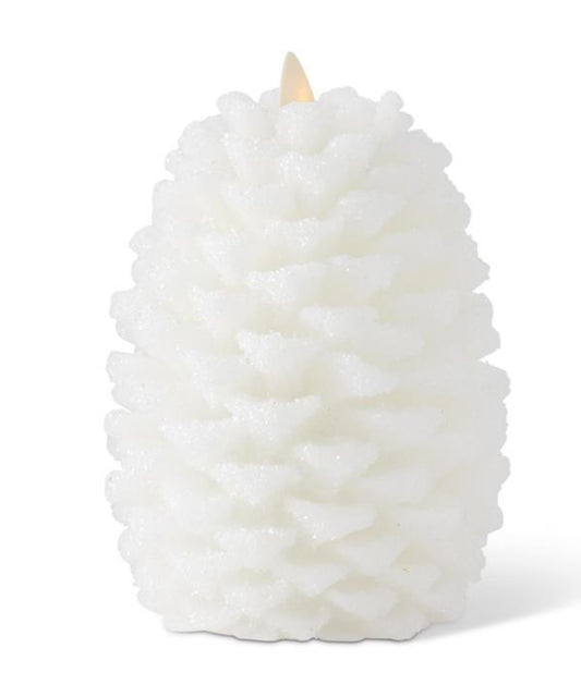 White wax snowy pinecone luminara