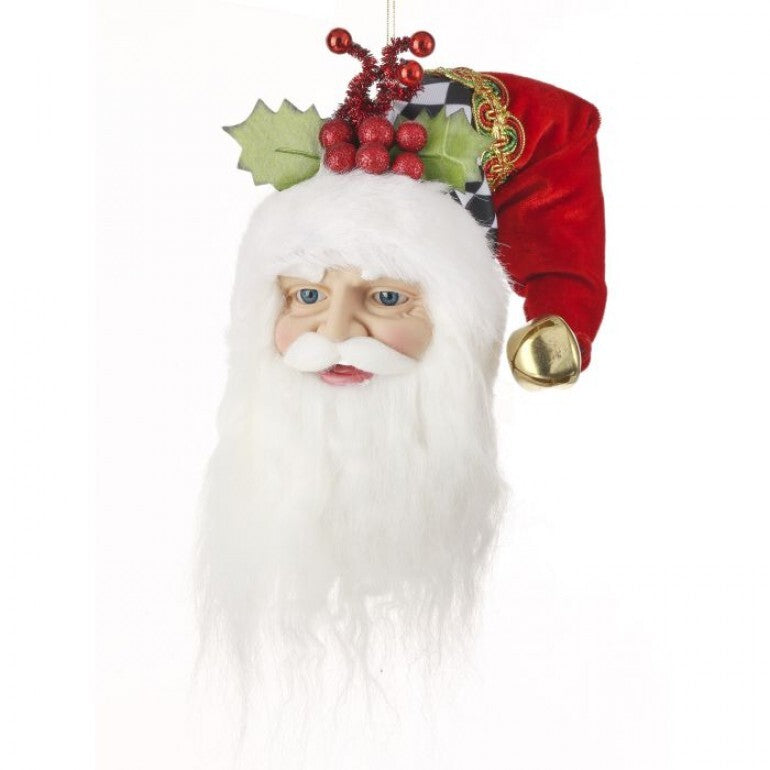 Fabric Santa w diamond check ornament