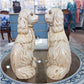 STAFFORDSHIRE DOGS W/ GOLD CHAIN-ANTIQUE CREAM -PAIR
