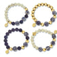 Lapis&blue&white handpainted porcelain stretch bracelet