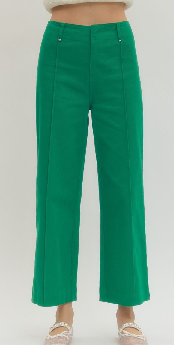 Solid high rise wide leg pants