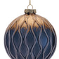 4” glass ball ornament blue/gold