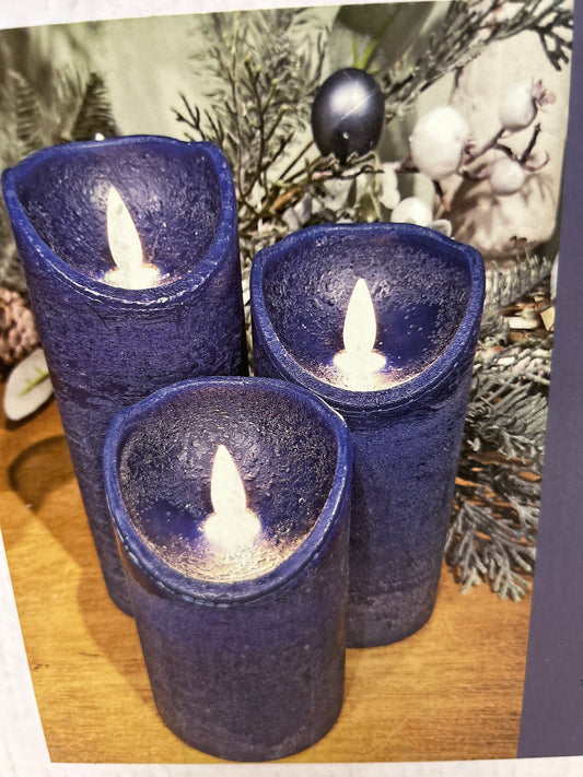 Flameless LED pillar candles in Navy