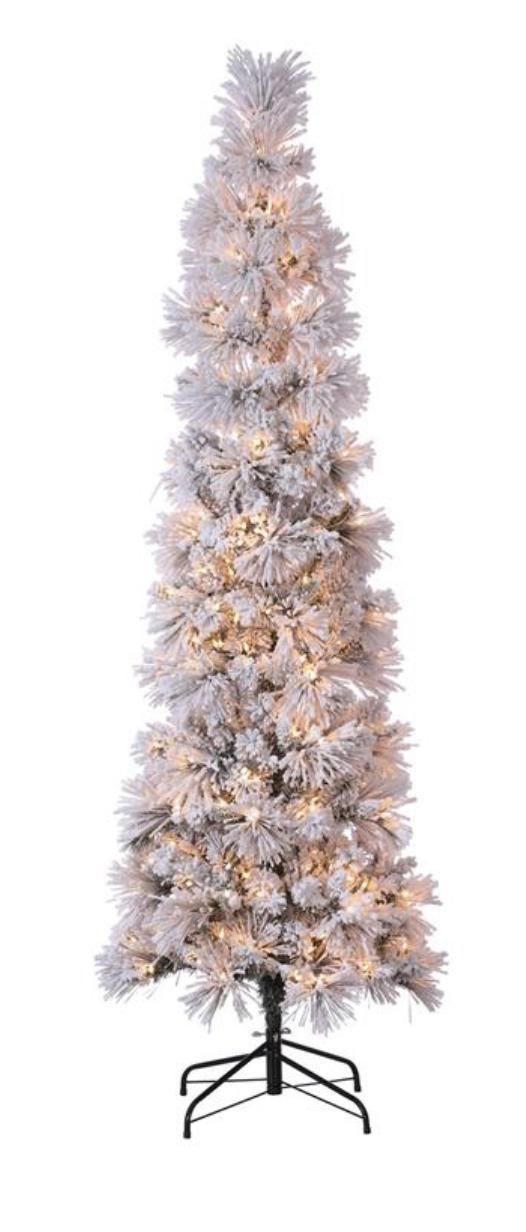 7’ Iceland fir column tree flocked