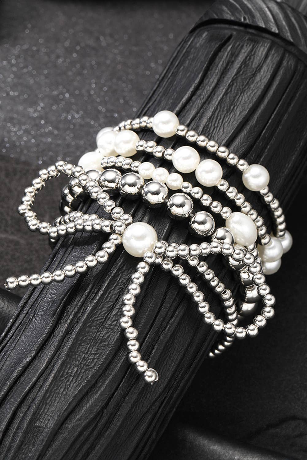 LDC Bow Knot Pearl Beaded Multi Layered Bracelet Set