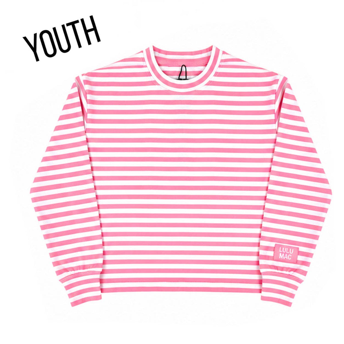 KD-MC-STRIPE MONO-TAG PATCH YOUTH LONG SLEEVE TOP-NEON PINK