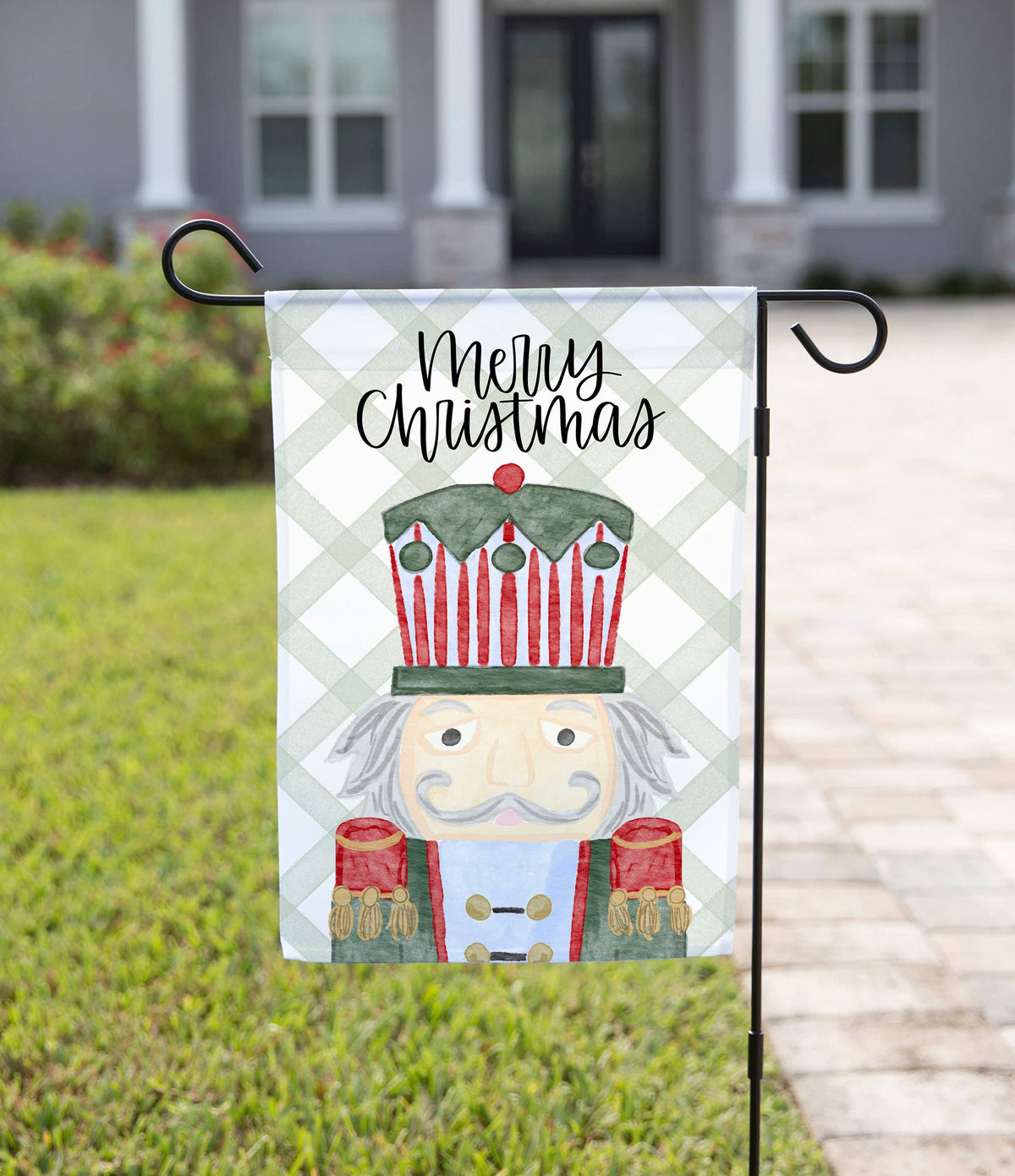 Blue Nutcracker Christmas Garden Flag