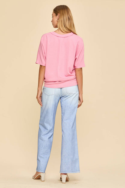 Two Tone Waffle Knit Top