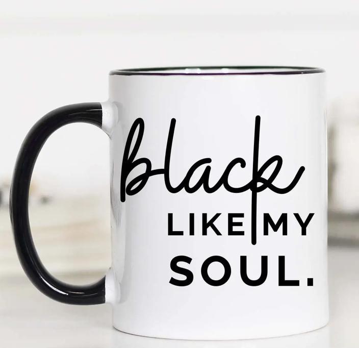 black coffee drinker mug