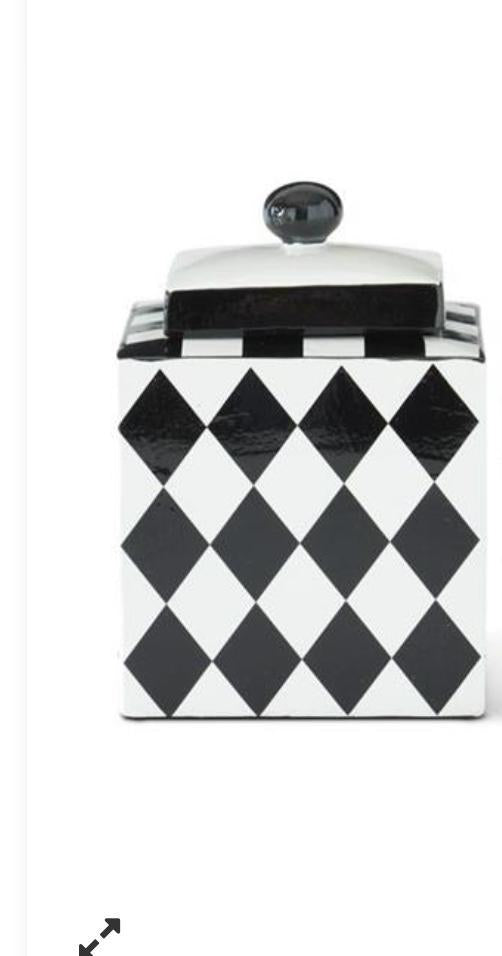 Square Black & White Harlequin Lidded Containers