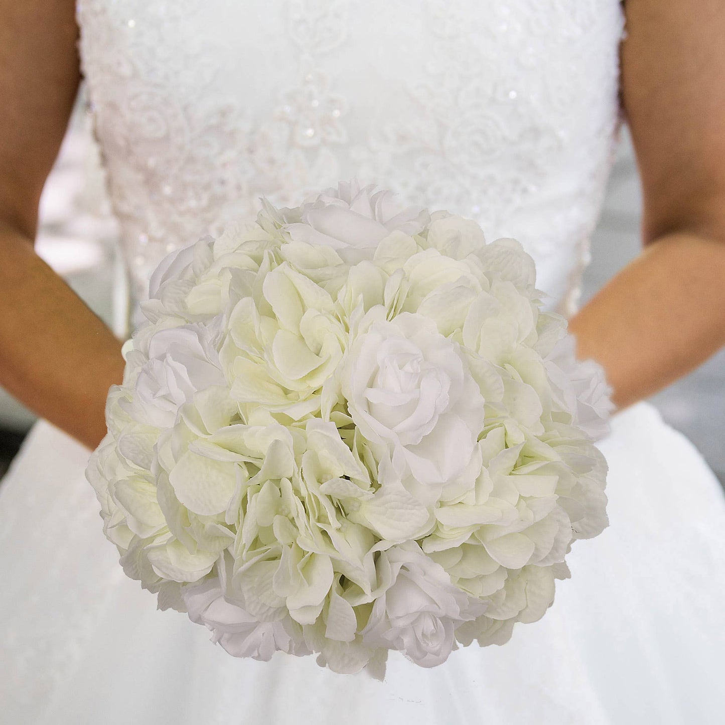 White Artificial Hydrangea Bouquet 20" Set Of 7 Stems