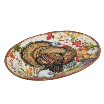 Harvest Blessings Fall Oval Turkey Platter 16in x 12in