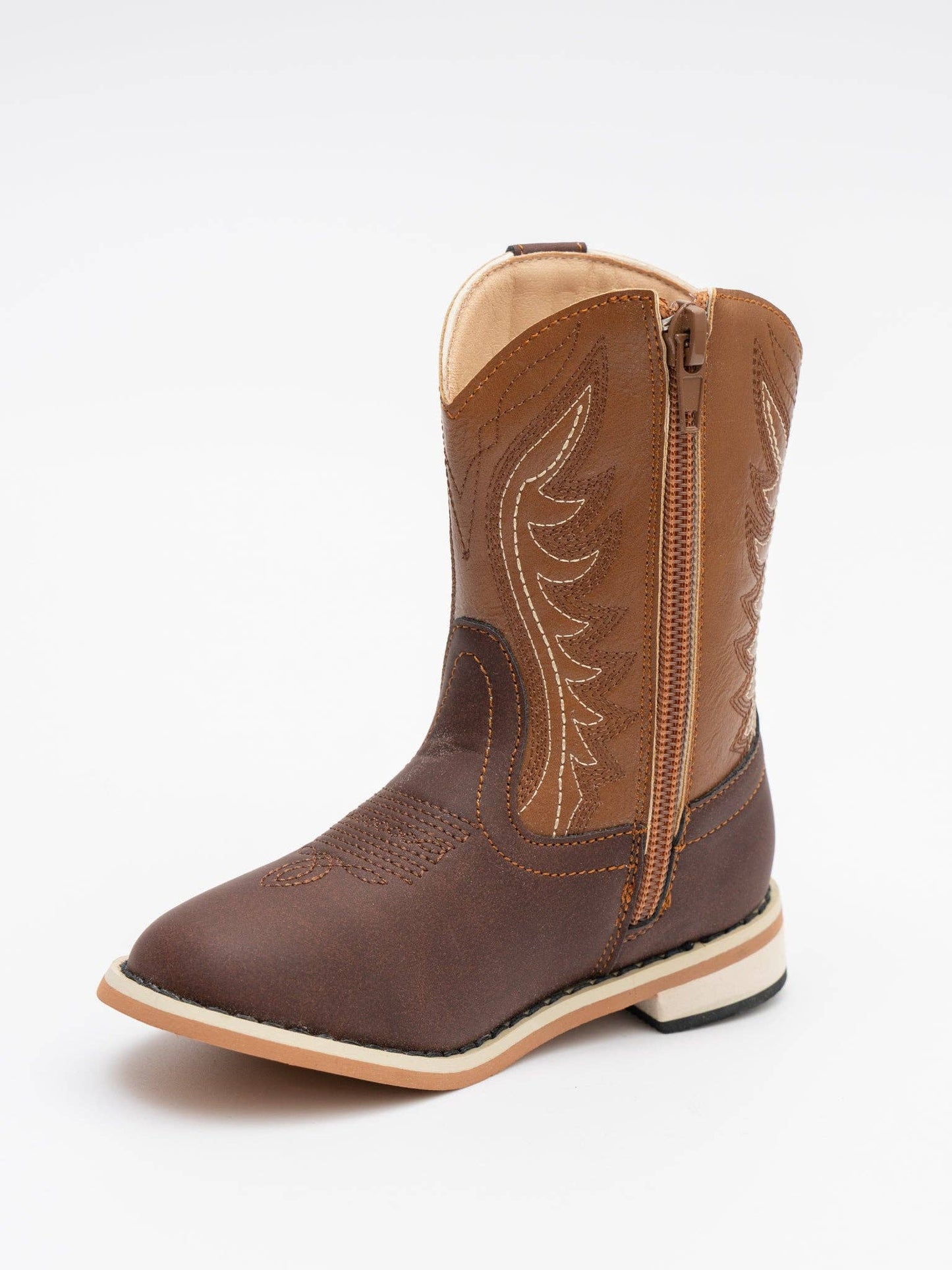 Kids' Unisex Two-Toned Brown Cowboy Boots