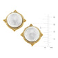 Gold and White Pearl Cabochon Earrings