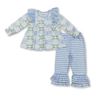 Pumpkin bow tunic stripe pants set