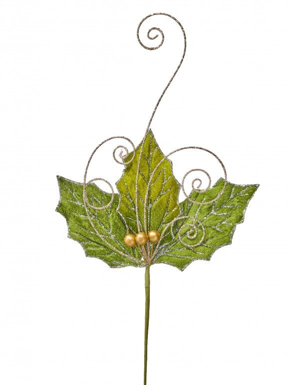 23 inch wire scroll with Holly leaf and Berry stem