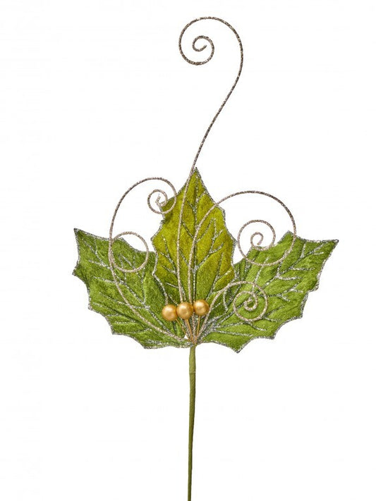 23 inch wire scroll with Holly leaf and Berry stem