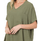 Woven Airflow V-neck Dolman Short Sleeve Top
