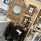 Round rattan mirror