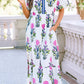 LDC Floral Puff Short Sleeve V Neck High Waist Maxi Dress