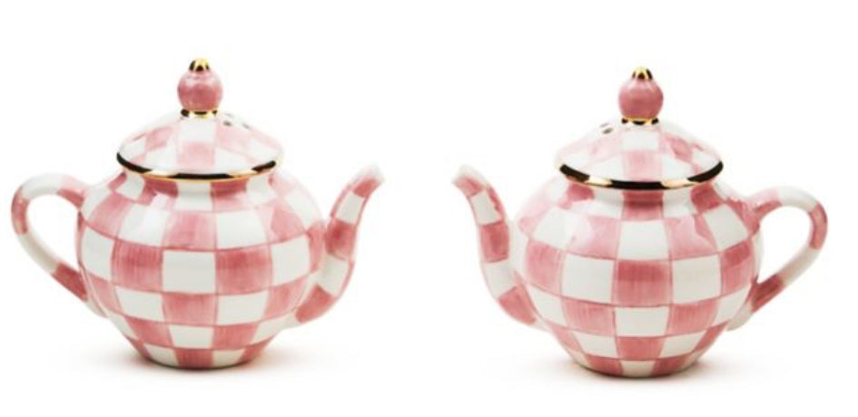 rosy check teapot salt & pepper set