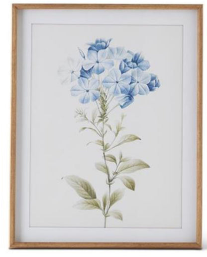 27.5 INCH WOOD FRAMED BLUE & GRAY FLORAL PRINTS